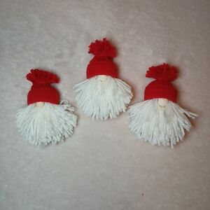 Handmade Mini Gnomes With Hats Self Sitter Bowl Filler Ornament Set Of 3